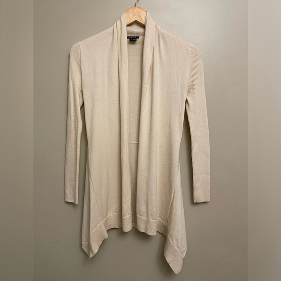 Theory Dioni Wool Cardigan Ivory Cream Neutral Minimalist - Picture 2 of 7